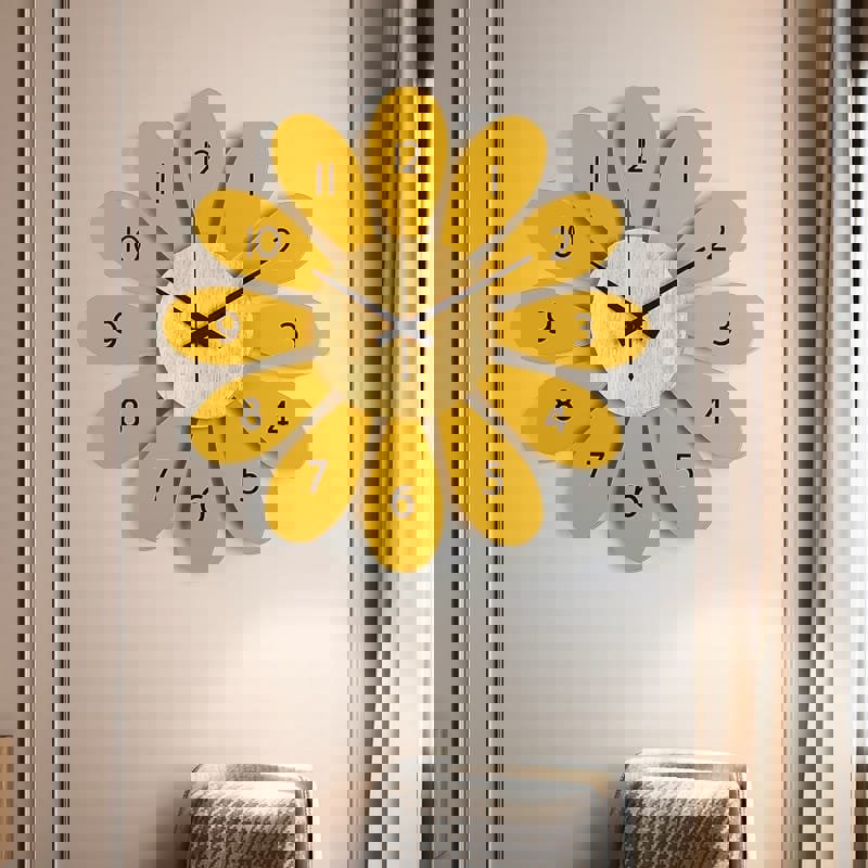 طرح ساعت دیواری گل ، دکوراسیون منزل مناسب برای استفاده در دستگاه های cnc چوب و cnc لیزر - laser cut flower wall clock home decor