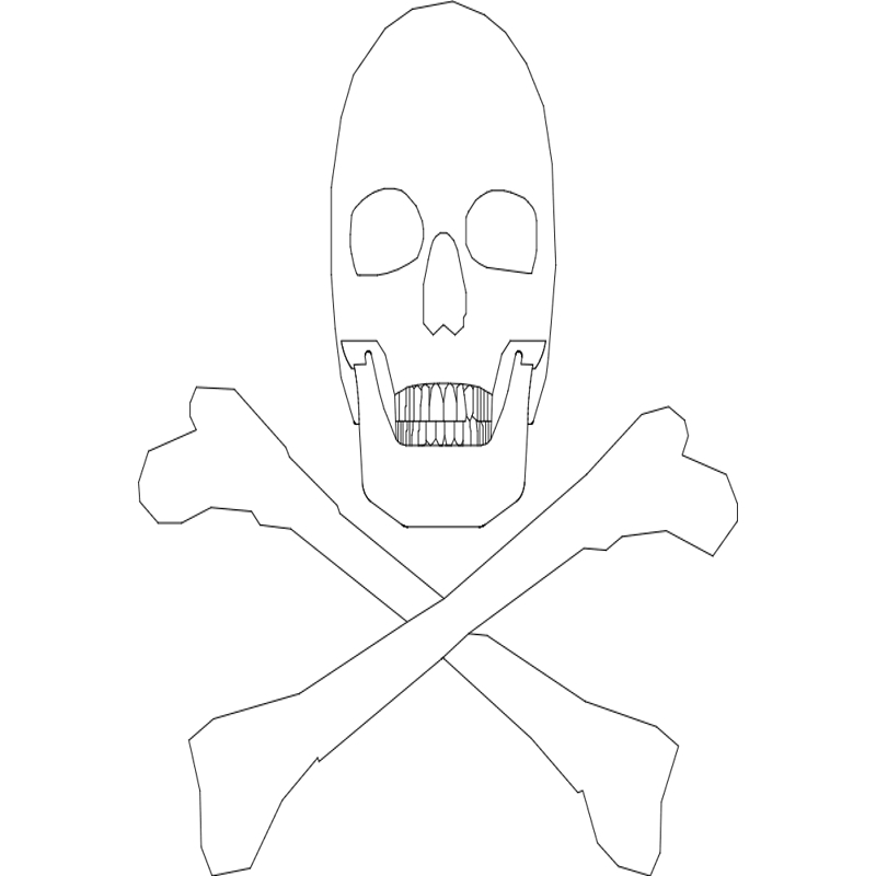 طرح اسکلت سیلوئت مناسب برای استفاده در دستگاه های cnc چوب و cnc لیزر - silhouette skull dxf file