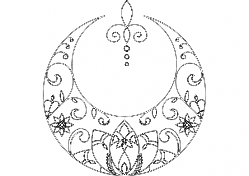 طرح خالکوبی ماه مناسب برای استفاده در دستگاه های cnc چوب و cnc لیزر - moon tattoo dxf file