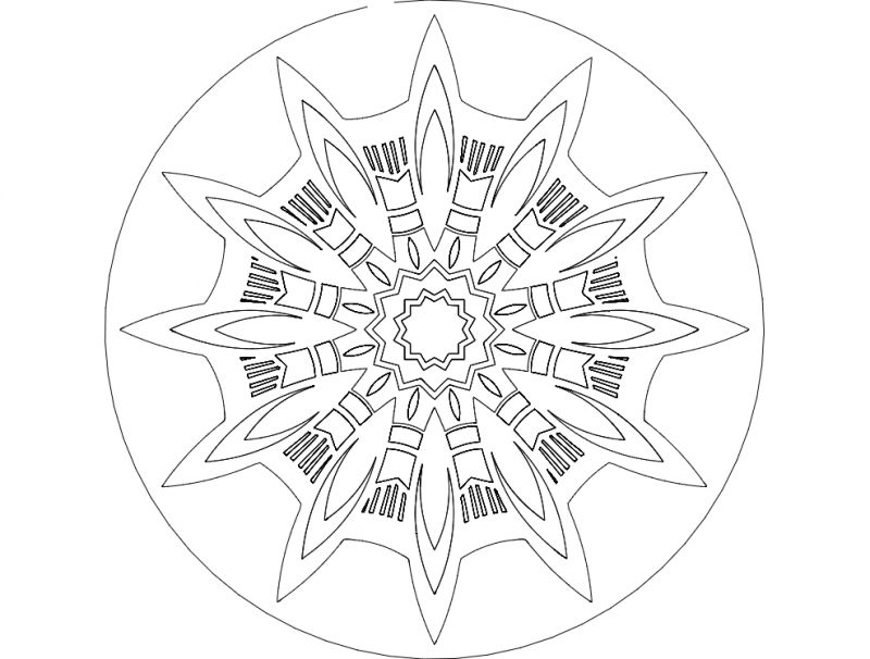 طرح ماندالا (چرخ هستی) ۷ مناسب برای استفاده در دستگاه های cnc چوب و cnc لیزر - mandala 7 dxf file