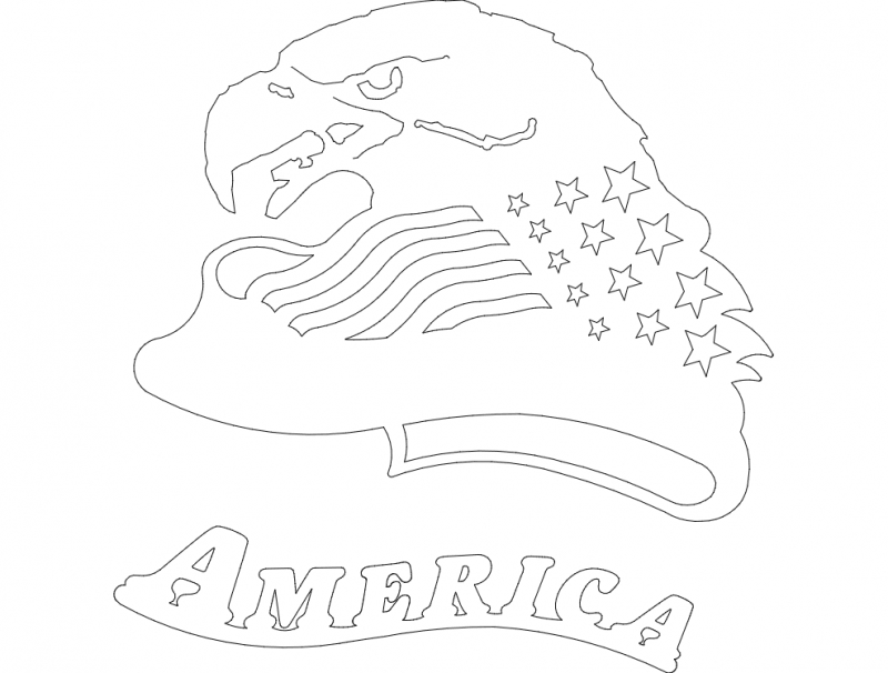 طرح سر عقاب آمریکایی مناسب برای استفاده در دستگاه های cnc چوب و cnc لیزر - american eagle head dxf file