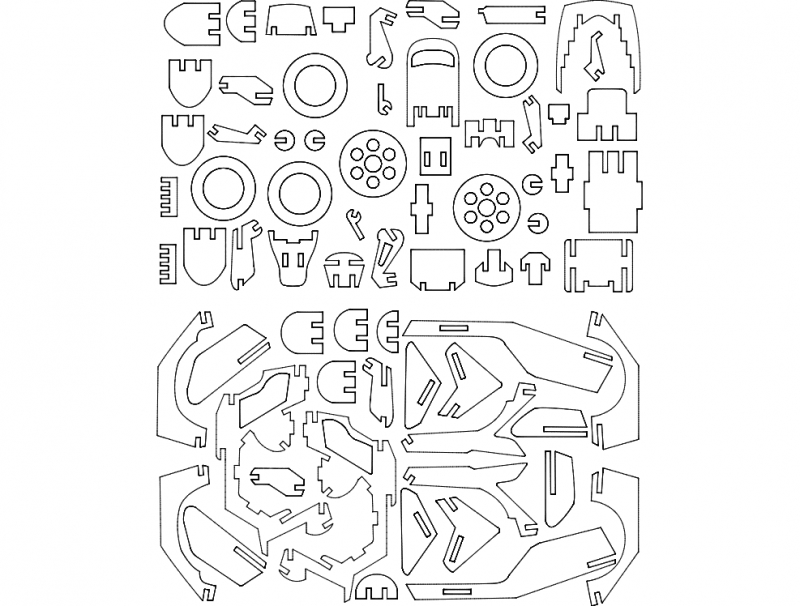 طرح پازل سه بعدی موتونتا مناسب برای استفاده در دستگاه های cnc چوب و cnc لیزر - motoneta 3d puzzle dxf file