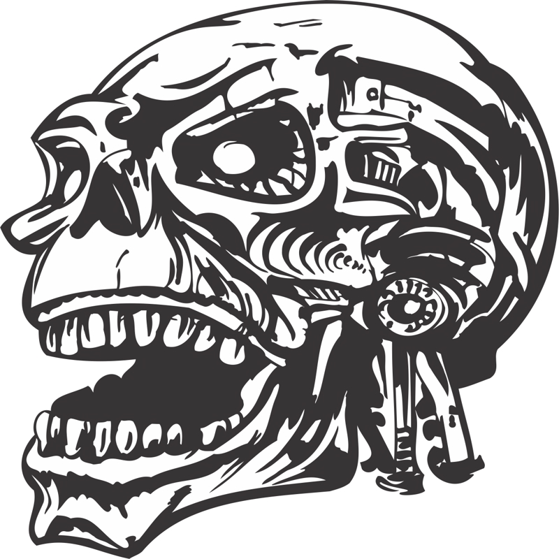 طرح فایل وکتور سر جمجمه مناسب برای استفاده در دستگاه های cnc چوب و cnc لیزر - skull vector head dxf file