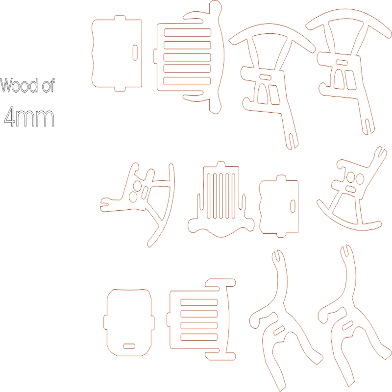 طرح صندلی با ضخامت ۴ میلی‌متر مناسب برای استفاده در دستگاه های cnc چوب و cnc لیزر - chairs 4mm dxf file