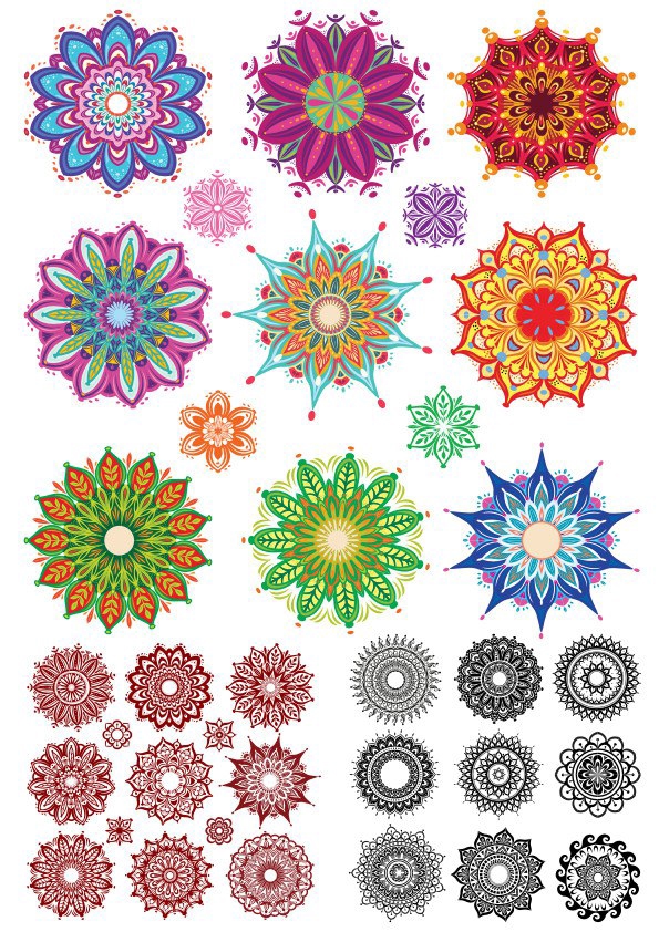 طرح مجموعه زیور آلات هندی مناسب برای استفاده در دستگاه های cnc چوب و cnc لیزر - indian ornament collection cdr file
