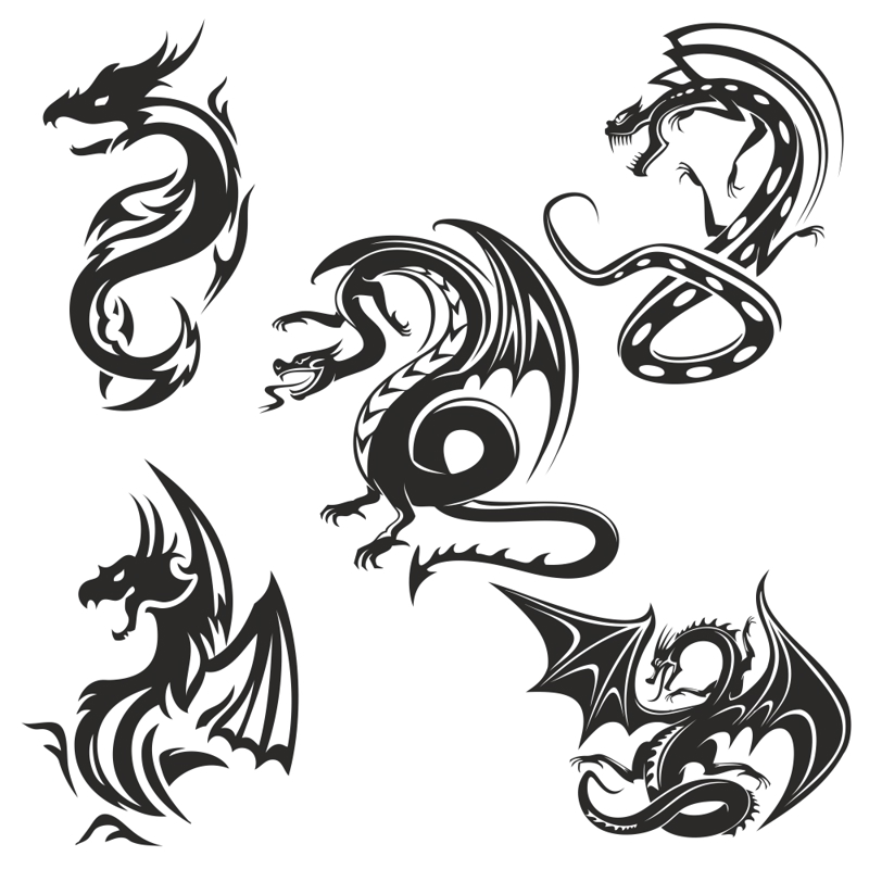طرح وکتور اژدها مناسب برای استفاده در دستگاه های cnc چوب و cnc لیزر - dragons vector cdr file