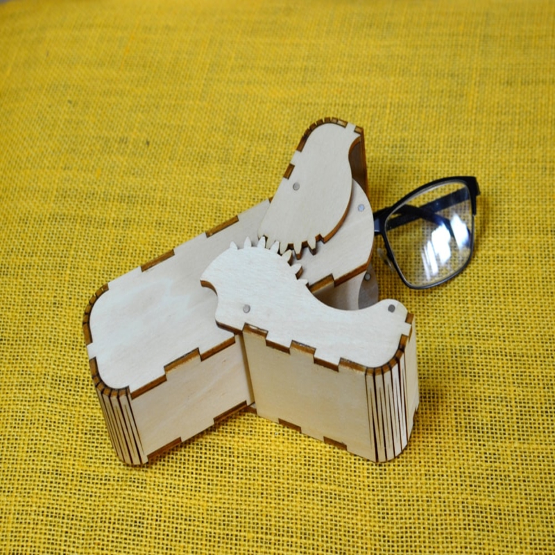 طرح جعبه عینک دنده دار مناسب برای استفاده در دستگاه های cnc چوب و cnc لیزر - laser cut geared glasses box svg file