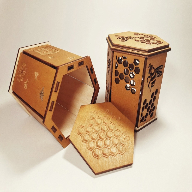 طرح جعبه عسل چوبی مناسب برای استفاده در دستگاه های cnc چوب و cnc لیزر - laser cut wooden honey box cdr file