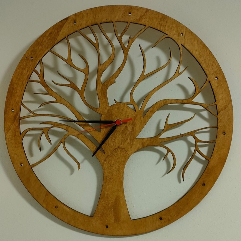 طرح فایل ساعت دیواری طرح درخت مناسب برای استفاده در دستگاه های cnc چوب و cnc لیزر - laser cut tree wall clock cdr file