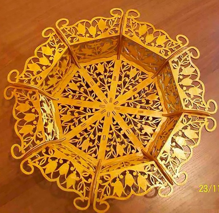 طرح ظرف آبنبات تزئینی مناسب برای استفاده در دستگاه های cnc چوب و cnc لیزر - laser cut decorative candy dish cdr file