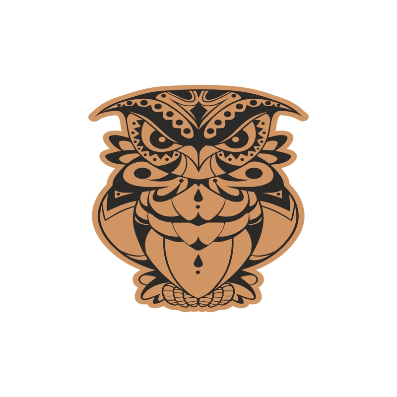 طرح پرنده خشمگین جغد تزئینی مناسب برای استفاده در دستگاه های cnc چوب و cnc لیزر - decorative angry bird owl laser cut engraving template cdr file