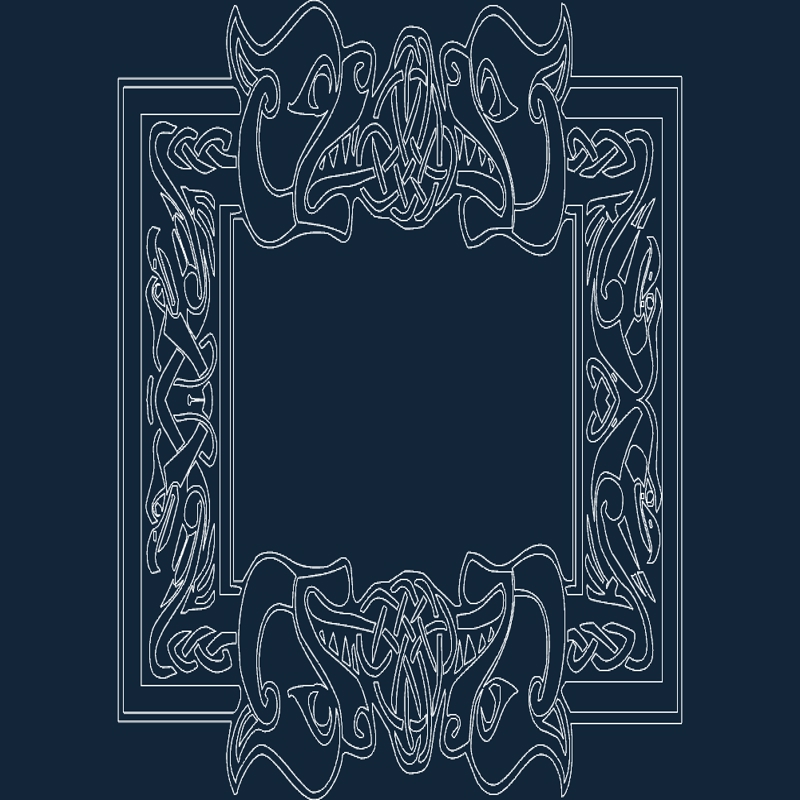 طرح قاب فونت سلتیک مناسب برای استفاده در دستگاه های cnc چوب و cnc لیزر - celtic font frame dxf file