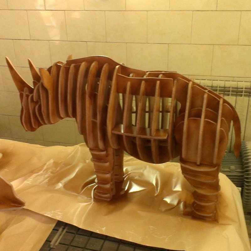 طرح پازل سه بعدی کرگدن مناسب برای استفاده در دستگاه های cnc چوب و cnc لیزر - laser cut rhinoceros 3d puzzle cdr file