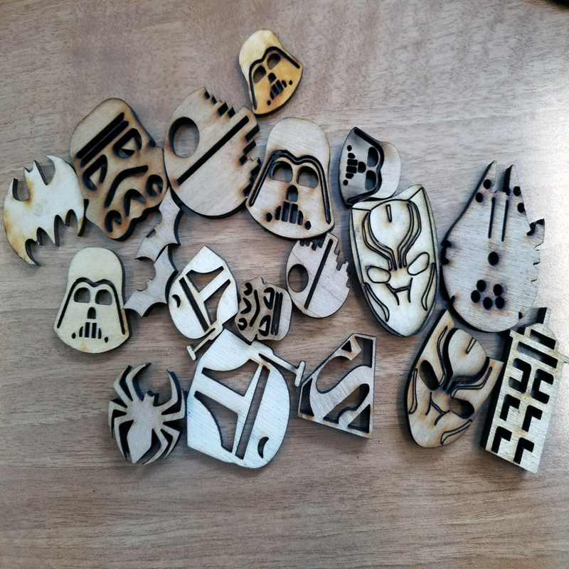 طرح و توکن های فرهنگ عامه مناسب برای استفاده در دستگاه های cnc چوب و cnc لیزر - laser cut pop culture tokens svg file