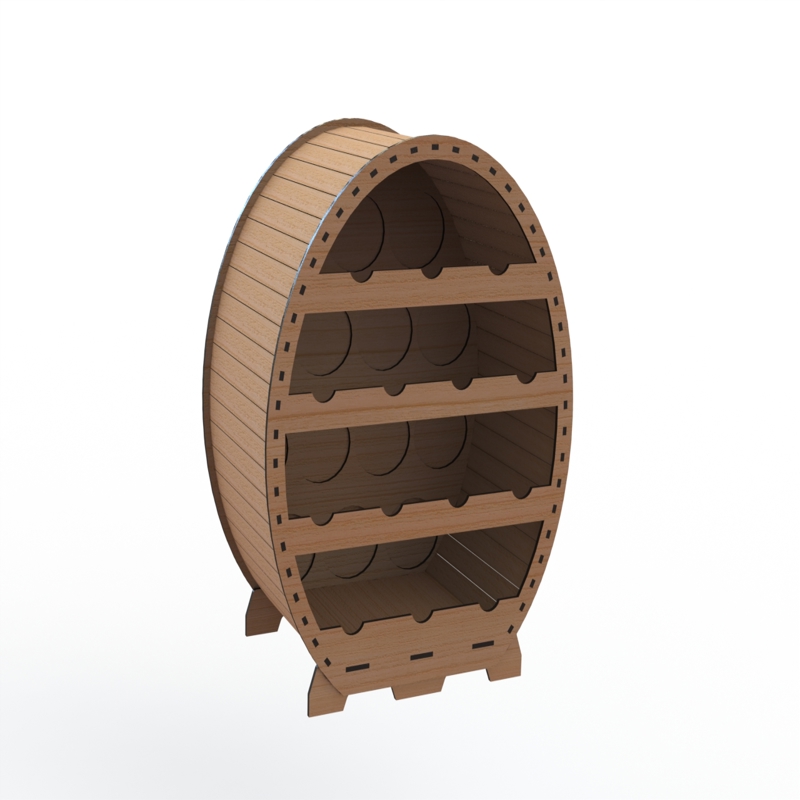 طرح جا نوشابهی ۱۴ بطری بشکه نوشابه مناسب برای استفاده در دستگاه های cnc چوب و cnc لیزر - laser cut wine rack 14 bottles wine barrel design cdr file