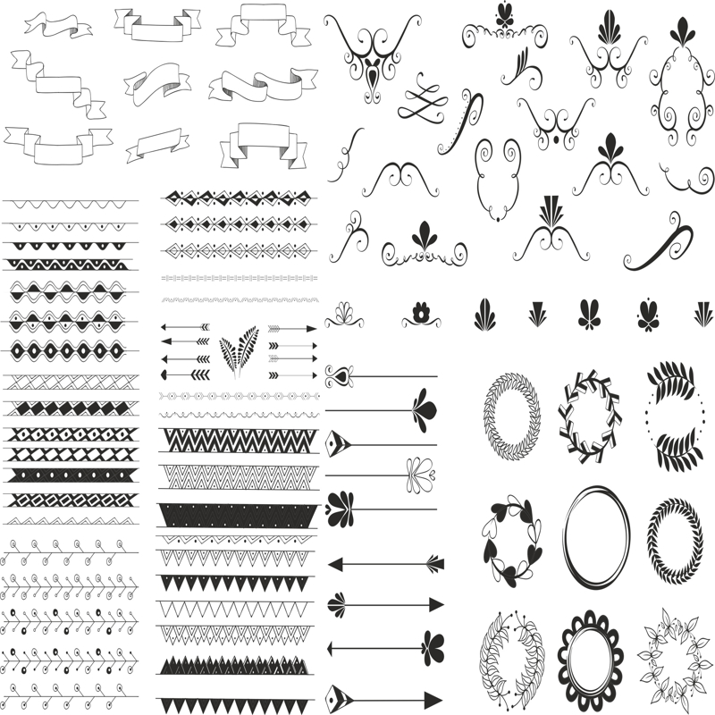 طرح زیور آلات دست ساز مناسب برای استفاده در دستگاه های cnc چوب و cnc لیزر - handdrawn ornaments cdr file