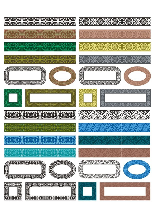 طرح مجموعه حاشیه‌های توری افقی مناسب برای استفاده در دستگاه های cnc چوب و cnc لیزر - set of horizontal lace borders cdr file