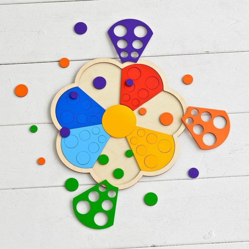 طرح گل چوبی کودک نوپا مناسب برای استفاده در دستگاه های cnc چوب و cnc لیزر - laser cut wooden flower toddler shape sorter preschool puzzle toy cdr file