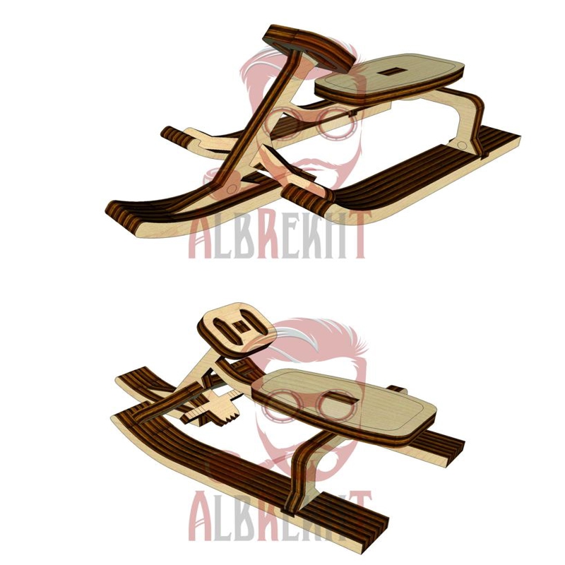 طرح کالسکه سورتمه مناسب برای استفاده در دستگاه های cnc چوب و cnc لیزر - laser cut sled carriage cdr file