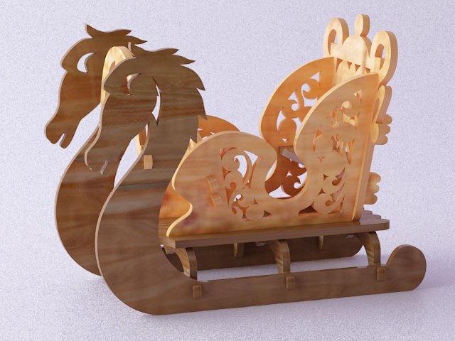 طرح تزئینات کریسمس سورتمه مناسب برای استفاده در دستگاه های cnc چوب و cnc لیزر - laser cut sleigh christmas ornaments cdr file