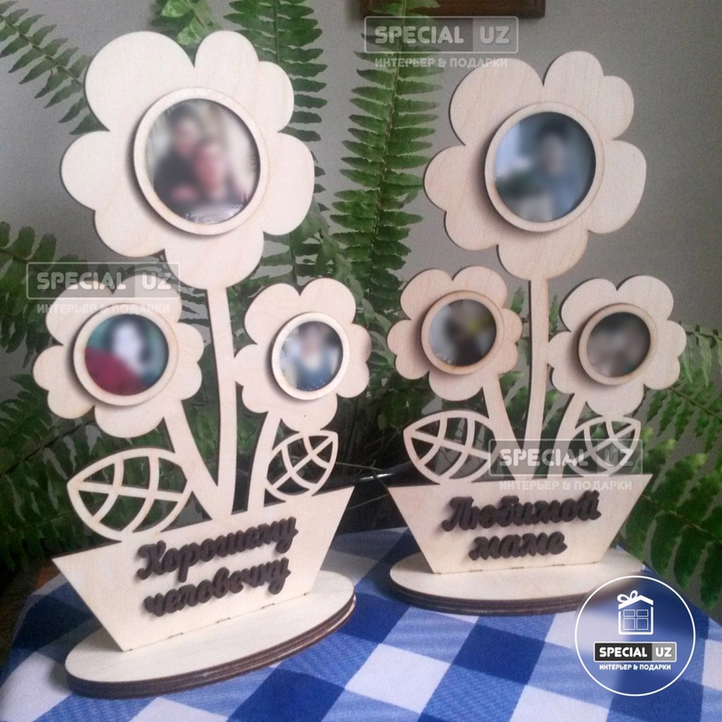طرح قاب عکس خانوادگی طرح درخت و گیاه گل مناسب برای استفاده در دستگاه های cnc چوب و cnc لیزر - laser cut family tree plant flower photo frames cdr file