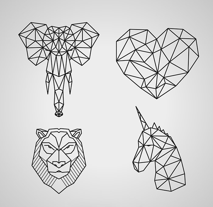 طرح حیوانات حیات وحش چندضلعی مناسب برای استفاده در دستگاه های cnc چوب و cnc لیزر - polygonal wildlife animals cdr file