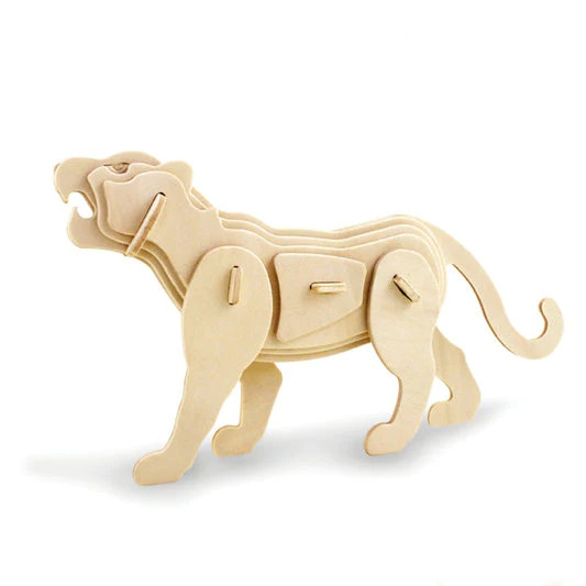 طرح فایل dwg پازل چوبی سه بعدی ببر مناسب برای استفاده در دستگاه های cnc چوب و cnc لیزر - laser cut tiger 3d wooden puzzle dwg file