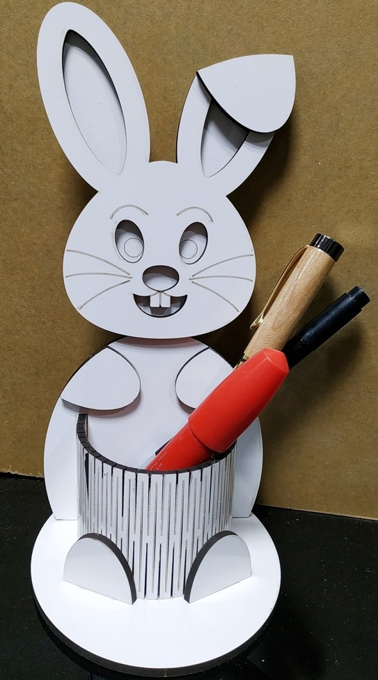 طرح جا خودکاری خرگوشی مناسب برای استفاده در دستگاه های cnc چوب و cnc لیزر - laser cut bunny pen holder cdr file