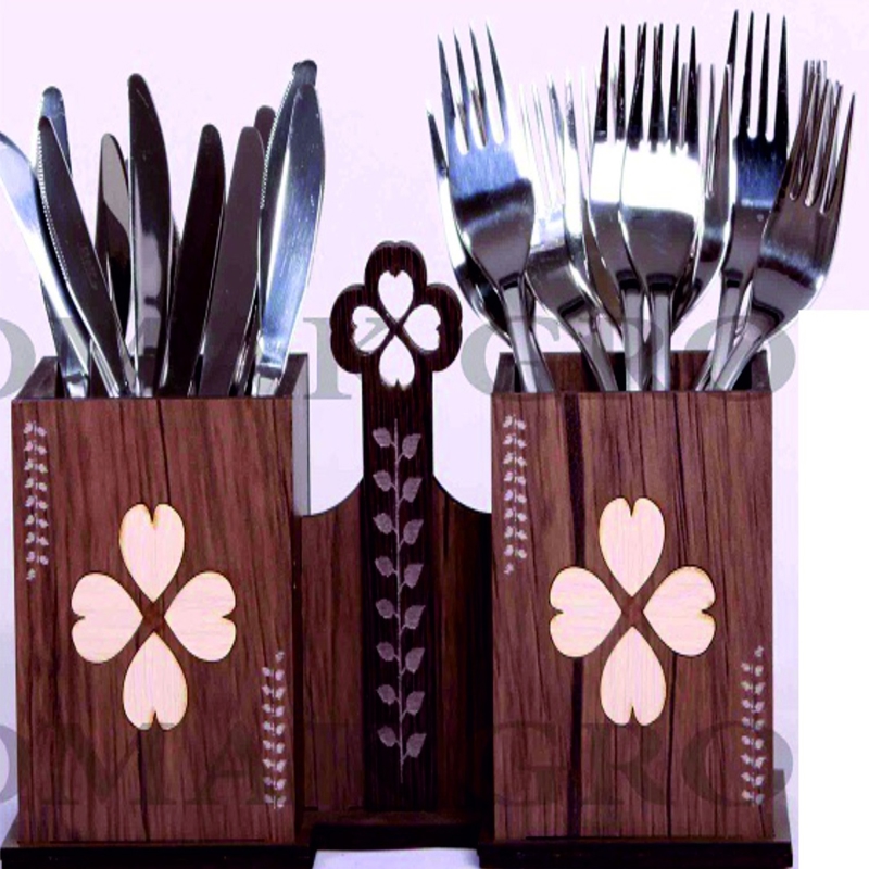طرح جا قاشق و چنگال چوبی آشپزخانه مناسب برای استفاده در دستگاه های cnc چوب و cnc لیزر - laser cut wooden kitchen utensil holder cutlery organizer spoon stand dxf file