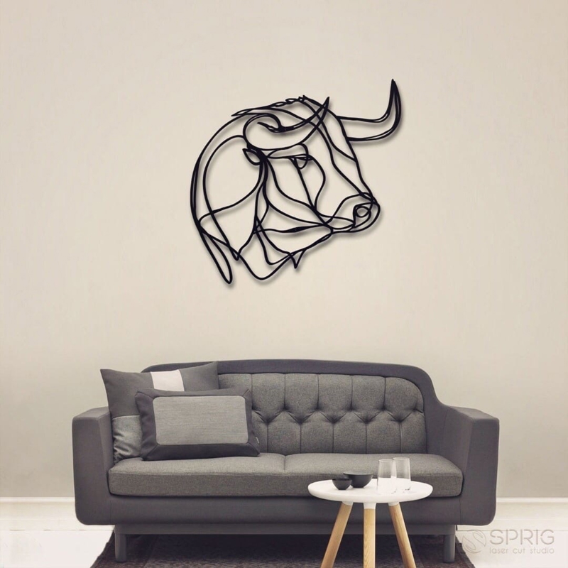 طرح تزیین دیوار گاومیش مناسب برای استفاده در دستگاه های cnc چوب و cnc لیزر - laser cut buffalo bull wall decor cdr file