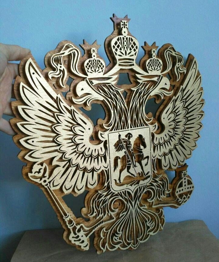 طرح نشان ملی روسیه مناسب برای استفاده در دستگاه های cnc چوب و cnc لیزر - laser cut coat of arms of russia cdr file