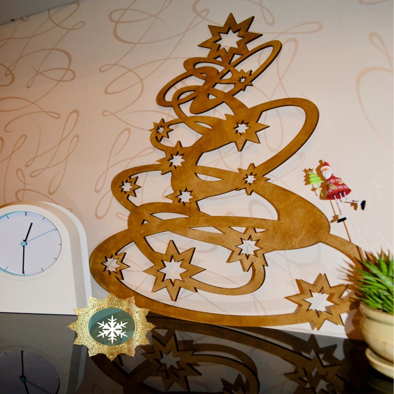 طرح چوبی تزیینات درخت کریسمس مناسب برای استفاده در دستگاه های cnc چوب و cnc لیزر - laser cut christmas tree decorations wooden cdr file