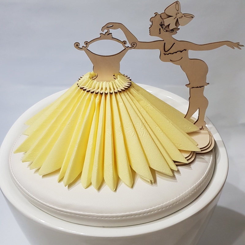 طرح جا دستمال سفره دخترانه تزئینی مناسب برای استفاده در دستگاه های cnc چوب و cnc لیزر - laser cut decorative girl napkin holder cdr file