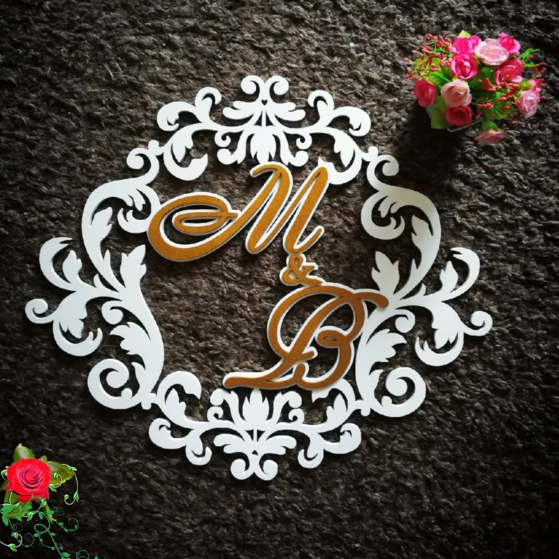 طرح مونوگرام دکور مناسب برای استفاده در دستگاه های cnc چوب و cnc لیزر - laser cut decor monogram cdr file