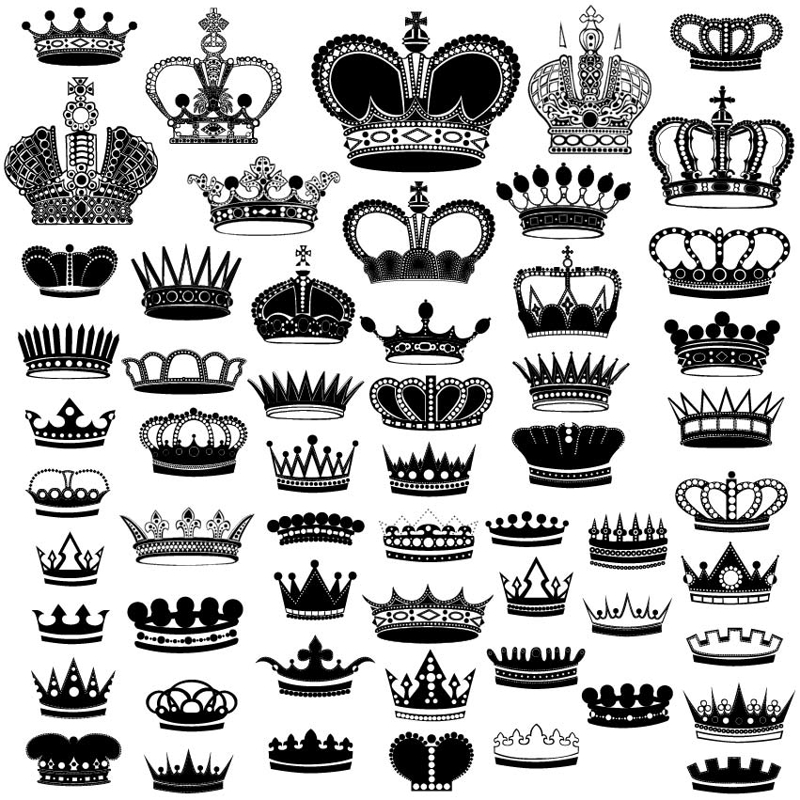 طرح مجموعه سیلوئت تاج پادشاهی . مناسب برای استفاده در دستگاه های cnc چوب و cnc لیزر - collection of crown silhouette eps file