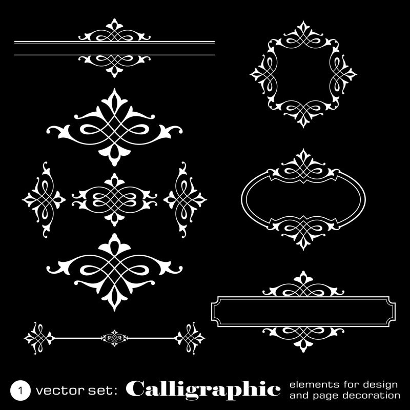 طرح عناصر کالیگرافیک مناسب برای استفاده در دستگاه های cnc چوب و cnc لیزر - calligraphic elements eps file