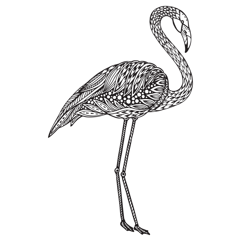 طرح فلامینگو سبک ذن تانگل مناسب برای استفاده در دستگاه های cnc چوب و cnc لیزر - flamingo zentangle stylized eps file