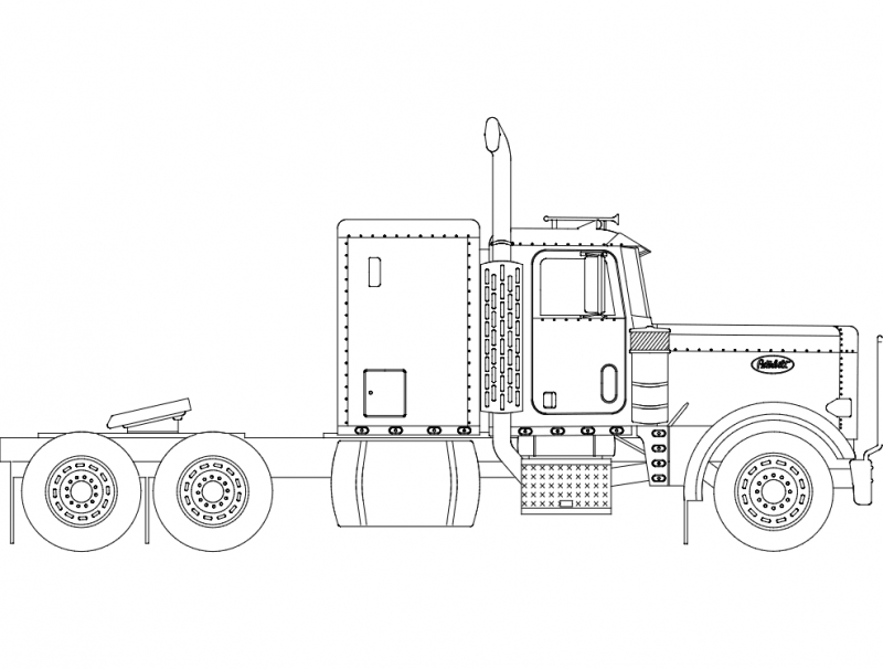 طرح کامیون پیتربیلت مناسب برای استفاده در دستگاه های cnc چوب و cnc لیزر - peterbilt truck dxf file