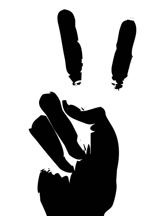 طرح استنسیل علامت دست صلح مناسب برای استفاده در دستگاه های cnc چوب و cnc لیزر - peace hand sign stencil dxf file