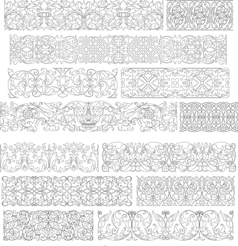 طرح مجموعه ای از زیور آلات گروه موسیقی مناسب برای استفاده در دستگاه های cnc چوب و cnc لیزر - collection of band ornaments cdr file