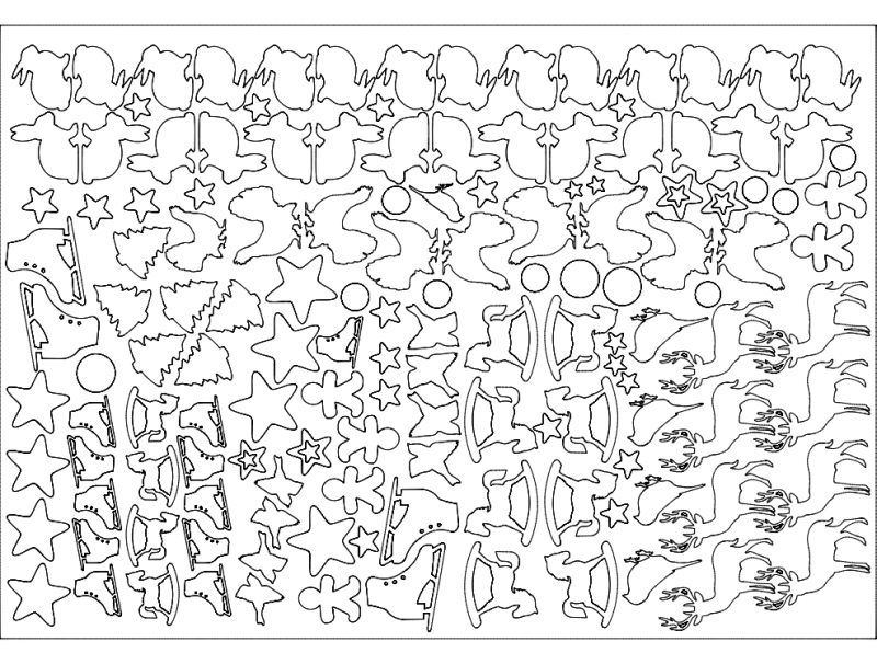 طرح حیوانات پرندگان ستاره‌ها درختان مناسب برای استفاده در دستگاه های cnc چوب و cnc لیزر - animals birds stars trees dxf file
