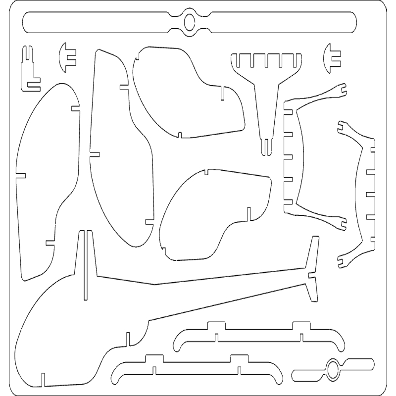 طرح هلیکوپتر مناسب برای استفاده در دستگاه های cnc چوب و cnc لیزر - helicopter dxf file