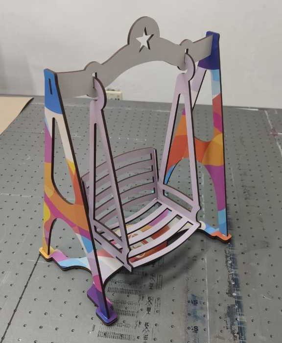 طرح صندلی تاب عروسکی مناسب برای استفاده در دستگاه های cnc چوب و cnc لیزر - laser cut doll swing chair dxf file