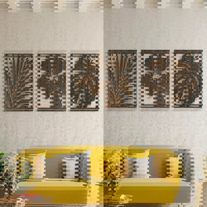 طرح دکور دیواری چوبی طرح برگ‌های مانسترا با ، آویز دیواری گلدار سه تکه بزرگ مناسب برای استفاده در دستگاه های cnc چوب و cnc لیزر - laser cut monstera leaves wood wall decor 3 large piece floral wall hanging