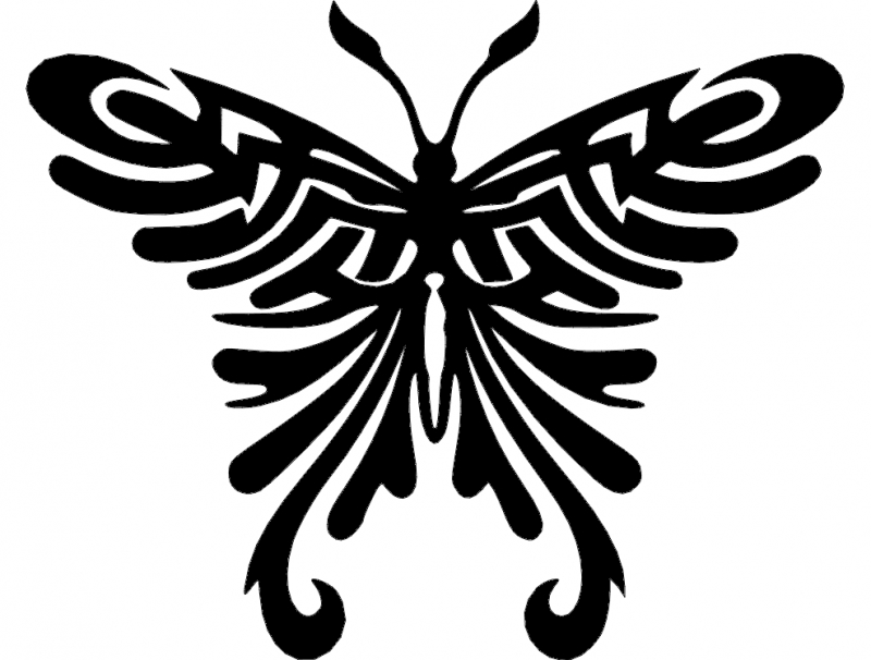 طرح پروانه قبیله ای مناسب برای استفاده در دستگاه های cnc چوب و cnc لیزر - tribal butterfly dxf file