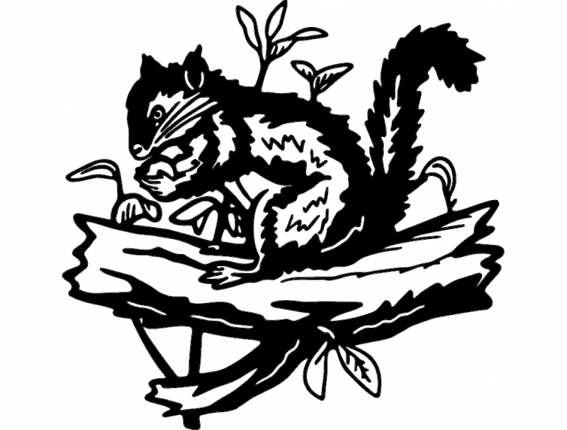 طرح سنجاب و گیاهان مناسب برای استفاده در دستگاه های cnc چوب و cnc لیزر - squirrel and plants dxf file