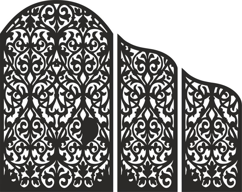 طرح وکتور طرح پرده تزئینی مناسب برای استفاده در دستگاه های cnc چوب و cnc لیزر - decorative screen design vector cdr file