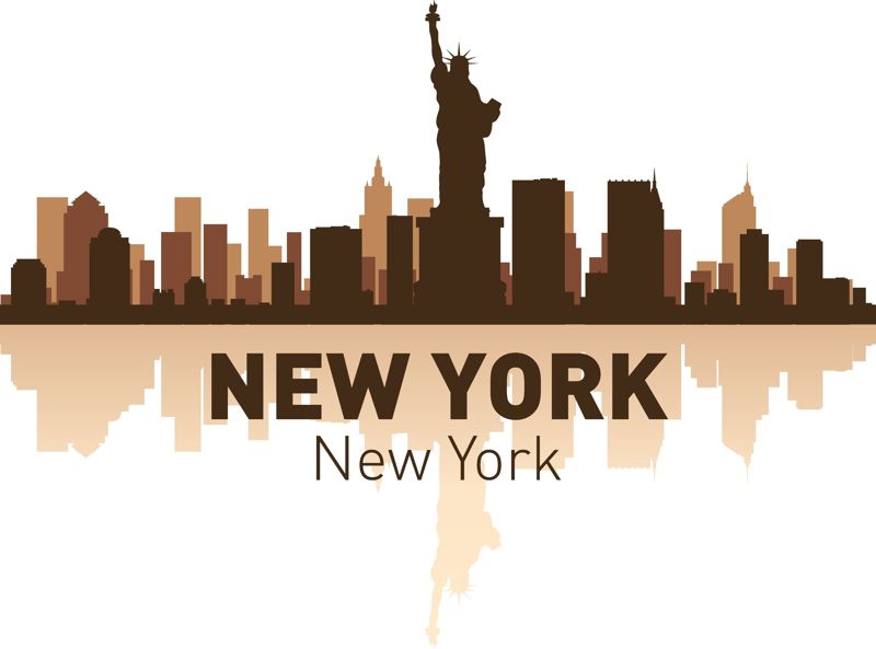طرح وکتور هنری خط افق نیویورک مناسب برای استفاده در دستگاه های cnc چوب و cnc لیزر - new york skyline vector art cdr file