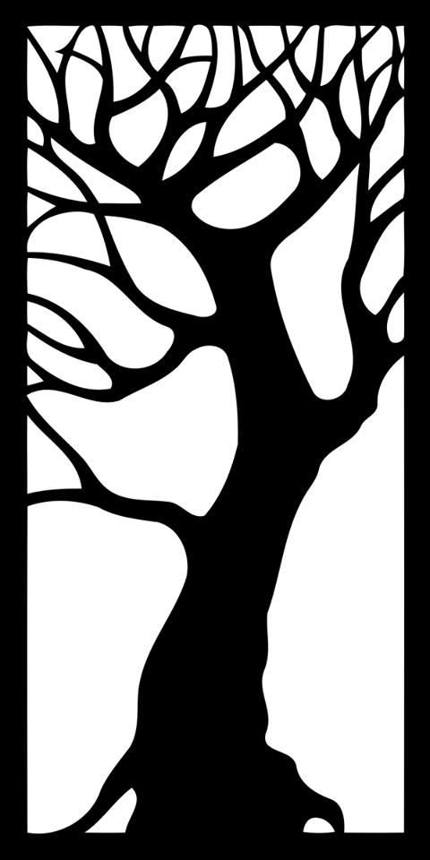 طرح تابلو تزئینی درخت مناسب برای استفاده در دستگاه های cnc چوب و cnc لیزر - tree decorative panel dxf file