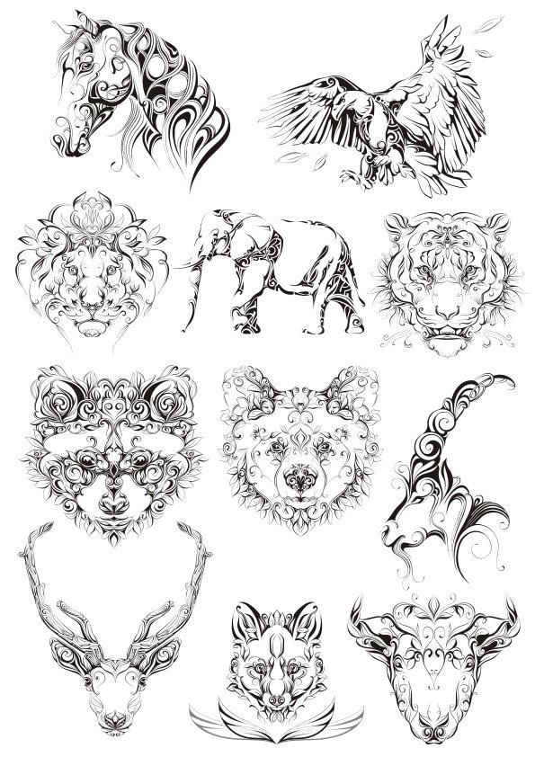 طرح وکتور حیوانات اصلی مناسب برای استفاده در دستگاه های cnc چوب و cnc لیزر - original animals vectors cdr file